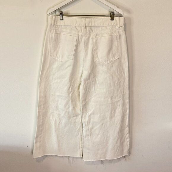 CLEARANCE - Twelve by Ontwelfth White Button Fly Wide Leg Raw Hem Jeans - Picture 2 of 5